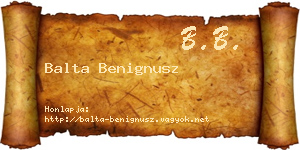 Balta Benignusz névjegykártya